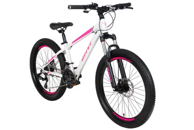 Bicicleta copii Davi Bella Pro Aluminiu, 24", 130-160 cm, 21 viteze, Alb/Roz