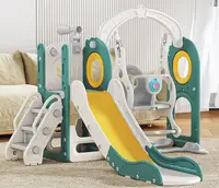 Spatiu de joaca pentru copii Nichiduta Garden Nickron 2 greenwhite, Leagan muzical cu masuta, tobogan, treptele de acces, balustrade laterale de sustinere, 150 x 170 x 110 cm