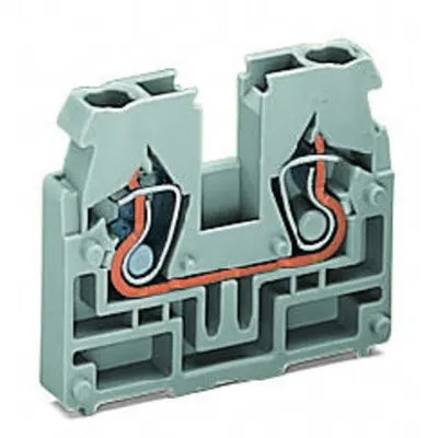 2-conductor end terminal block; without push-buttons; without snap-in mounting foot; 2.5 mm²; CAGE CLAMP®; 2,50 mm²; light gray