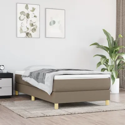 vidaXL Cadru de pat cu arcuri Taupe 90x200 cm țesătură