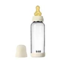 Set complet biberon Boheme din sticla anticolici cu tetina din latex, flux mediu, 240 ml, Ivory