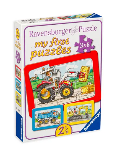 Puzzle Ravensburger din 3 x 6 piese - Masini grele