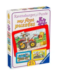 Puzzle Ravensburger din 3 x 6 piese - Masini grele
