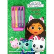 Gabby's Dollhouse. Coloram cu Gabby. Carte de colorat cu 4 creioane cerate