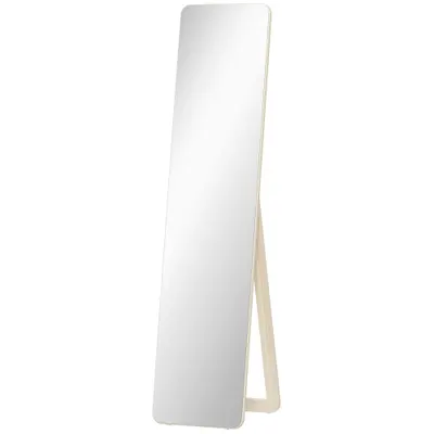 HOMCOM Oglindă pe suport și montată pe perete dreptunghiulară dim. 37L x 43l x 156H cm lemn natural | Aosom Romania