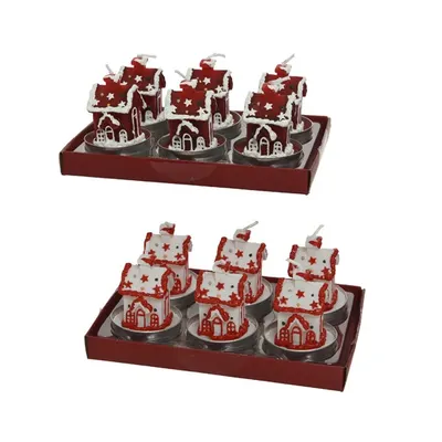 Set 6 lumanari - Wax Figurine - Tealight House - mai multe culori