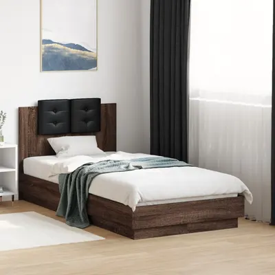 vidaXL Cadru de pat cu tăblie stejar maro 75x190 cm lemn prelucrat