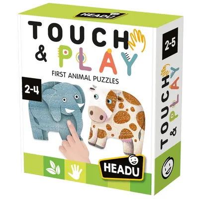 Puzzle tactil contur cu piese mari Headu Animale