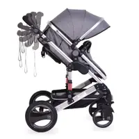 Carucior transformabil 2in1 Moni Gala Dark Grey cu sistem dublu de suspensii,cadru din aluminiu,maner reglabil pe inaltime,copertina XXL,sezut reversibil,husa picioare si geanta mamici inclusa