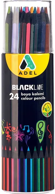 Creioane colorate Adel BlackLine - În tub, 24 culori