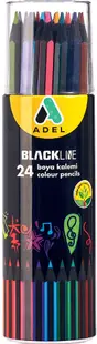 Creioane colorate Adel BlackLine - În tub, 24 culori