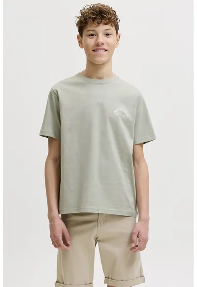 Tricou cu imprimeu grafic pe partea din spate - Verde pal