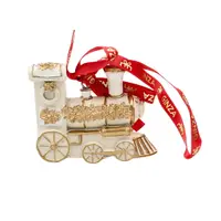 Decorațiune Ginza, Regatul de Crăciun, Royal, model locomotivă albă, 7 cm