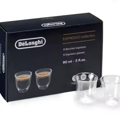 Set 6 pahare DeLonghi Espresso DLSC300 6x90ml Sticla termorezistenta, Transparente