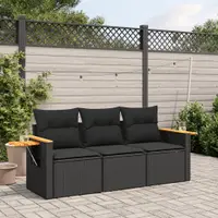 Gossi set mobilier de gradina cu perne, 3 piese, negru, poliratan