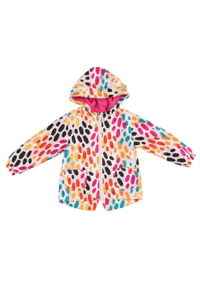Geaca impermeabila - Hope - cu buline colorate - pentru fetite - Bej