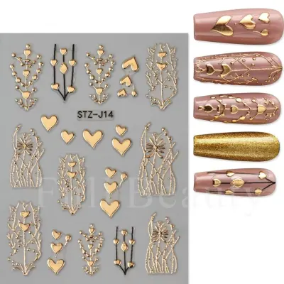 Abtibilduri unghii 3D Marquise, STICKER105, Auriu
