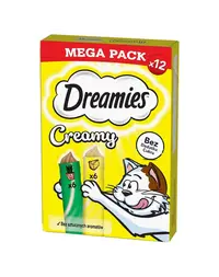 DREAMIES Creamy MEGA PACK 12x10 g gustari pentru pisici cu branza si iarba matei