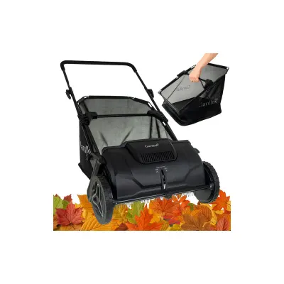 Colector manual de frunze si iarba, reglabil pe inaltime, capacitate sac 100 l, 2 roti, 90x136x67 cm