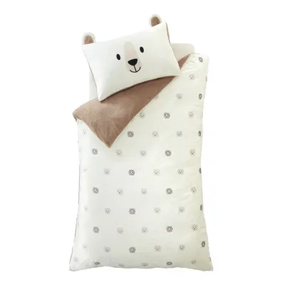 Lenjerie de pat pentru copii maro-crem din micropluș/cocolino pentru pat dublu 200x200 cm Cosy Bear – Catherine Lansfield