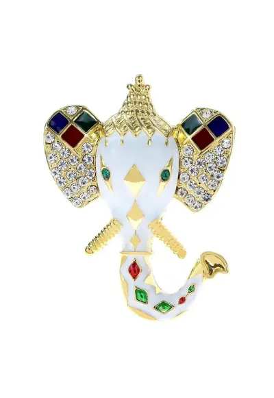 Brosa aurie - forma de elefant - cu pietre - Andreana C2
