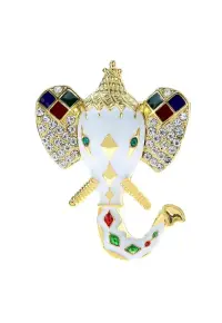 Brosa aurie - forma de elefant - cu pietre - Andreana C2