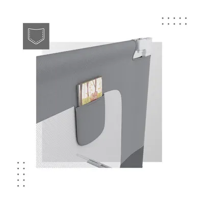Bariera de protectie pentru copii Tulano Cover 40 Grey 200x70 cm cu structura ultra-reglabila,husa respirabila,buzunar accesorii integrat,compatibila cu saltele cu grosime 10-28 cm