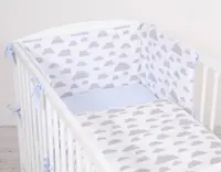 Lenjerie patut 3 piese cu protectie laterala si doua fete Clouds Gray Blue
