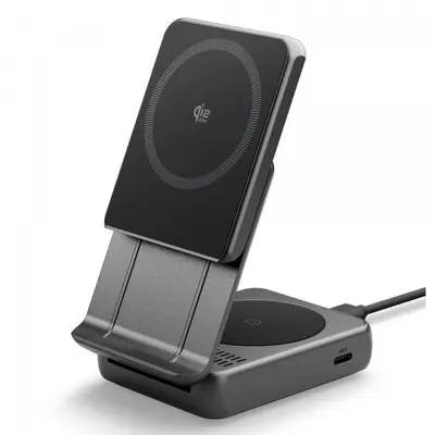 Incarcator Retea Wireless Spigen EF302MOQ 3in1, 25W, 1 x USB-C, Gri ACH10399