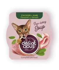 Delickcious Pisica Plic Supa Pui Cu Sunca Si Spanac 80 g