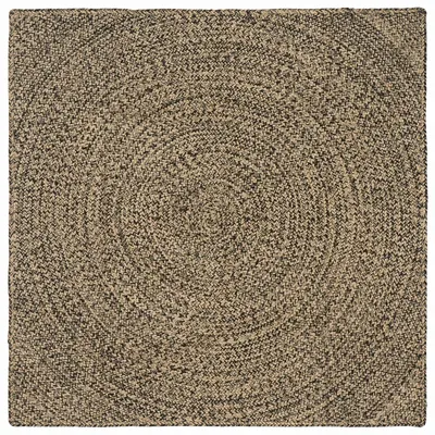 vidaXL Covor de zonă Natural și Negru 120 x 120 cm Iută