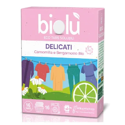 Tablete pentru masina de spalat rufe delicate cu musetel si bergamota ecologice 16 bucati 38g Biolu