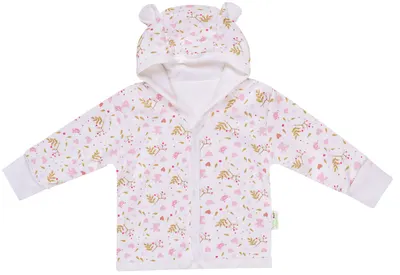 Patonaș din bumbac cu urechiușe Bio Baby - 74 cm, 6-9 luni, roz-maro