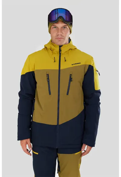 Jacheta cu model colorblock - pentru schi Privet Allmountain - Albastru ultramarin/Galben mustar