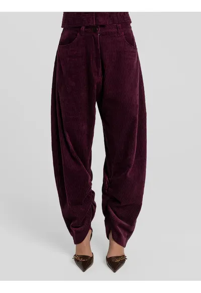 Pantaloni din reiat Barro - Violet pruna