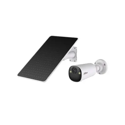 Camera supraveghere WiFi 6 dual band cu panou solar si iluminare duala Dahua KIT/BF4CP-0210B/M0508, 4 MP, 2.1 mm, IR/lumina alba 15/20 m, PIR 12 m, acumulator 20.44 Wh, detectare persoane si vehicule, alarma, slot card