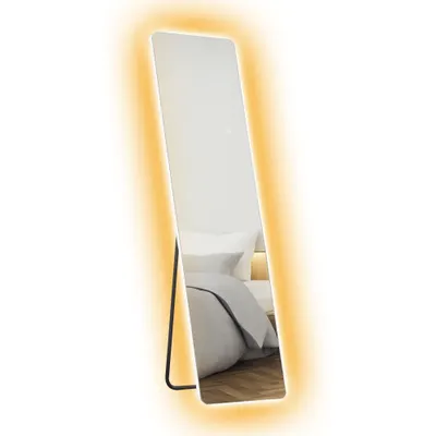 HOMCOM Oglindă întreagă cu LED-uri, control tactil, reglabil, fără ramă, 40 x 150 cm | Aosom Romania