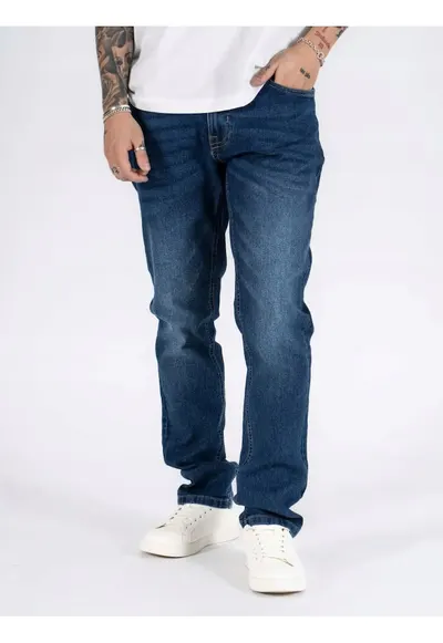 Blugi Barbati - Sebb - Straight Fit - Talie Medie - 5 Buzunare - Fermoar - Lungi - Bumbac