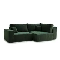 Colțar verde închis extensibil/cu spațiu de depozitare cu tapițerie din chenille (cu colț pe partea dreaptă/în formă de ”L”) Tonga – Maison de Rêve