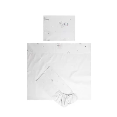 Set lenjerie patut 120x60 cm Tiny Dream 3 piese bumbac ranforce Giraffe White