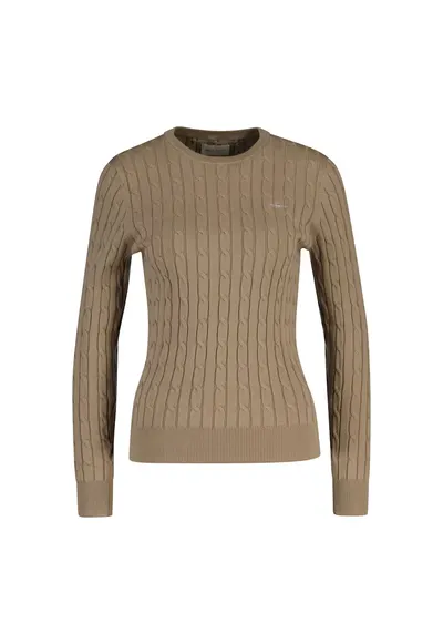 Pulover slim fit cu model torsade - Bej