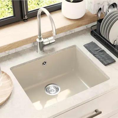 vidaXL Chiuvetă 80% Quartz și 20% Rășină 530 x 460 mm Bej