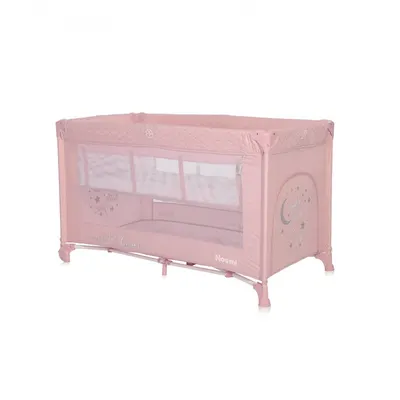 Patut Lorelli Noemi Mellow Rose Star pliabil, cu 2 nivele, laterala cu fermoar, roti cu sistem de blocare, salteluta si geanta de transport incluse
