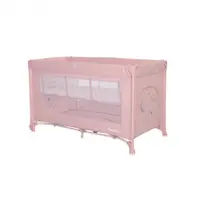 Patut Lorelli Noemi Mellow Rose Star pliabil, cu 2 nivele, laterala cu fermoar, roti cu sistem de blocare, salteluta si geanta de transport incluse