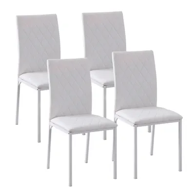 HOMCOM Scaune Sufragerie 4piese, cu Design Modern și Imitație de Piele, 41x50x92 cm, Alb | Aosom Romania