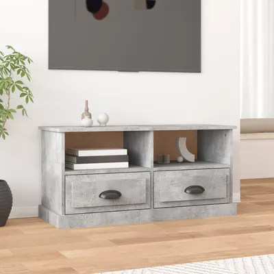 vidaXL Comodă TV, gri beton, 93x35,5x45 cm, lemn prelucrat