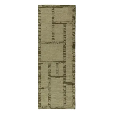 Covor tip traversă verde țesut manual din lână 80x230 cm Harris Modula Wool – Flair Rugs