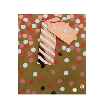 Punga cadou hartie L KRAFT DOTS