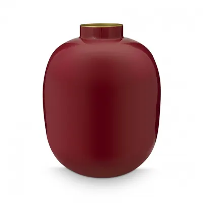 Vază decorativă ovală, metalică, Pip Studio, 32cm, Dark Red