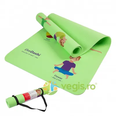 Saltea Yoga pentru Copii Printata UV cu 9 Posturi de Yoga 153x61x0.6cm